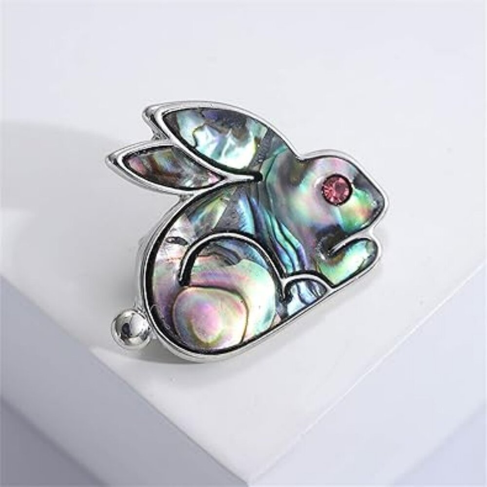 Abalone Shell Rabbit‎ Lapel Pin Brooch Nice !!